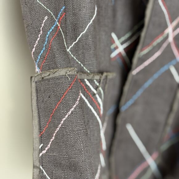 Moschino Cheap and Chic Women’s Blazer Size 6 Linen Stitched Plaid Vintage Boho - Picture 9 of 16